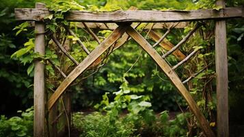 Weathered wood trellis photo