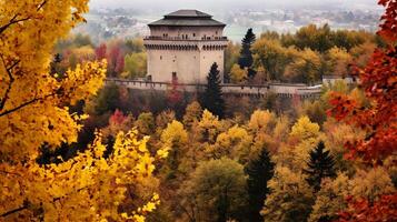 Fortress enveloped in autumn foliage photo