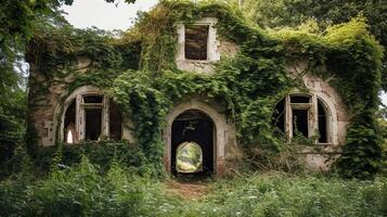 medieval señorío casa invadir por vegetación foto