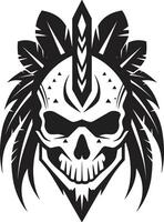 Ritualistic Symbol Black ic for Tribal Skull Mask Lineart Enigmatic Presence Elegant Tribal Skull Lineart in Black vector