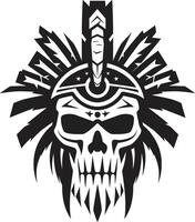 Intricate Shadows Elegant Tribal Skull Lineart in Black Ceremonial Adornments Black for Tribal Skull Mask vector
