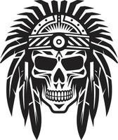 Ancient Allure Black ic for Tribal Skull Lineart Emblem Ritualistic Rhythms Elegant Tribal Skull Lineart in Black vector