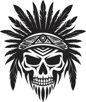 Shamanic Essence Black ic for Tribal Skull Mask Lineart Intricate Echoes Elegant Tribal Skull Lineart in Black vector