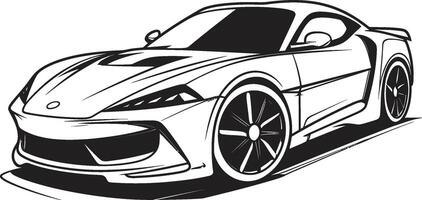 Speedy Artistry Elegant Sportscar Lineart in Black Dynamic Detail Black for Sportscar Lineart vector