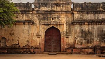 Weathered fort entrance showcasing intricate details photo