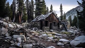 Deserted miners stone shelter photo