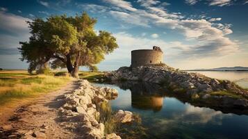 Weathered castle peaceful view photo