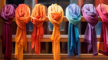 Assorted colorful scarf arrangement photo