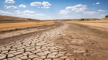 seco agrietado la carretera extensión dentro distancia foto