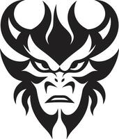 Oni Head Logo Chic Black Design with a Japanese Flair Shadowy Oni Face Emblem Black Illustration vector