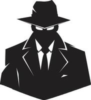 Underworld Elegance Suit and Hat Symbol Dapper Don Mafia Crest in vector