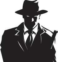 Underworld Elegance Suit and Hat Symbol Dapper Don Mafia Crest in vector