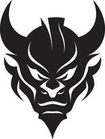 Dark Oni Icon Intricate Illustration in Black Oni Mask Graphic Stylish Black Emblem Design vector