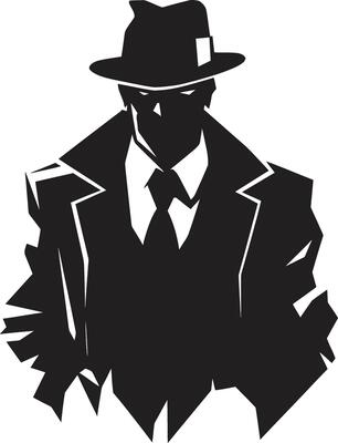 Sharp Dressed Shadows for Mafia Underworld Elegance Suit and Hat Symbol