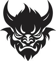 Chic Oni Face Illustration Sleek Black Icon Design Black Oni Head Logo Contemporary Japanese Demon Symbol vector