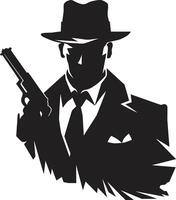 Mobster Magnificence Emblem of Mafia Elegance Gangland Garb Suit and Hat in vector