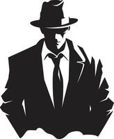 Crime Boss Attire Suit and Hat Emblem The Dons Signature Mafia in vector