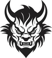 Shadowy Oni Symbol Stylish Art with a Mysterious Touch Sleek Oni Head Elegant Black Logo Design with Japanese Influence vector
