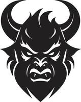 Shadowy Oni Face Intricate Black Icon for a Modern Look Contemporary Oni Mask Sleek Design with a Mysterious Touch vector