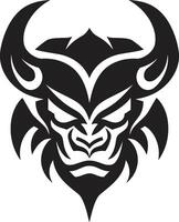 Shadowed Oni Emblem Intricate Black Icon with Japanese Flair Japanese Demon Icon Stylish Oni Head in Black for Modern Branding vector