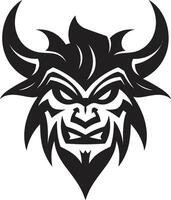 Mystical Oni Profile Contemporary Black Design Sinister Oni Face Icon Modern Black Logo vector