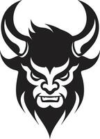 Shadowed Oni Head Emblem Minimalist Black Icon Dark Oni Mask Logo Art with a Menacing Twist vector