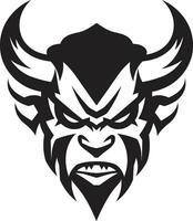 Japanese Demon Icon Oni Head in Noir Black Mystical Oni Head Graphic Minimalistic Black Design vector