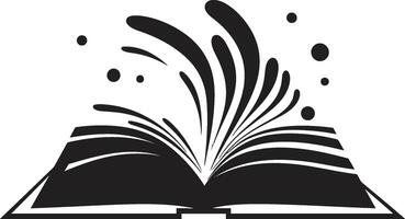 literario revelando oscuro logo para un cautivador marca abrió libro gráfico elegante negro icono con libro diseño vector