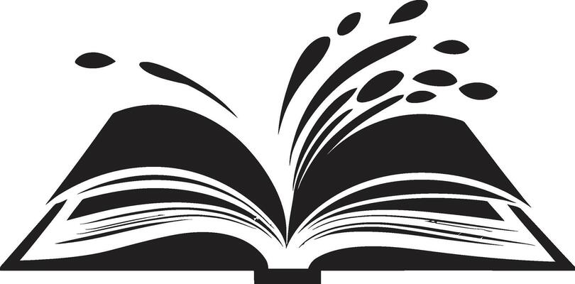 Sleek Pages Unveiled Dark Logo with Open Book Illustration Reading Wisdom Intricate Black Emblem with Open Book Design