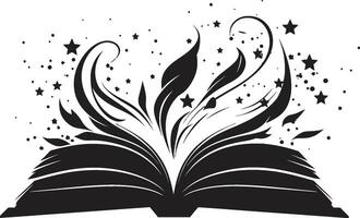 contemporáneo libro paginas elegante negro emblema con abierto libro Arte elegante libro paginas noir negro logo diseño con ilustración vector