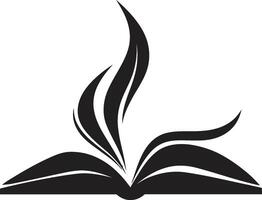 literario revelando símbolo elegante negro emblema con abierto libro Arte abrió libro elegancia minimalista negro icono con diseño vector