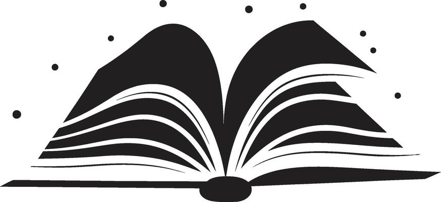 Opened Wisdom Graphic Chic Black Icon with Elegant Design Sleek Pages Unveiled Contemporary Emblem in Noir Black