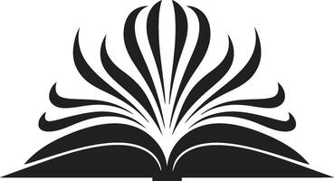 literario revelando contemporáneo negro icono con abierto libro diseño leyendo experiencia minimalista negro emblema con libro Arte vector