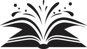 Opened Book Logo Intricate Design for a Captivating Look Sleek Pages Unveiled Noir Black Icon with Open Book Art vector