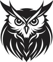 Wise Guardian Emblem Intricate Black Icon with Elegant Owl Design Noir Owl Profile Contemporary Illustration for a Striking Look vector