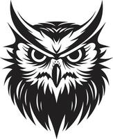 Wise Guardian Emblem Intricate Art with Noir Black Touch Noir Owl Silhouette Chic Black Logo for a Captivating Brand Image vector