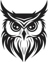 Mystical Owl Symbol Contemporary Logo Design Night Watch Elegant Black Icon with Owl Illustration vector