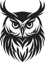 Wise Guardian Emblem Intricate Black Icon with Elegant Owl Design Noir Owl Profile Contemporary Illustration for a Striking Look vector