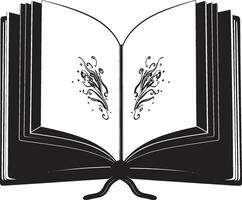 Wisdom Unleashed Minimalistic Noir Emblem for a Striking Look Elegant Pages Intricate Black Logo Design with Book Art vector