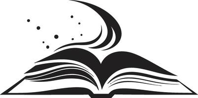 paginas de sabiduría oscuro icono ilustración para un cautivador logo contemporáneo libro elegancia elegante negro logo con abierto libro diseño vector