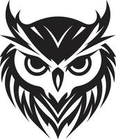 Nocturnal Guardian Emblem Sleek Owl Logo Design Dark Owl Silhouette Intricate Noir Inspired Black Icon for a Captivating Image vector