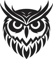 Wise Guardian Elegant Black Icon with Owl Illustration Nocturnal Guardian Emblem Stylish Owl Logo Design vector