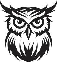 águila ojos visión elegante Arte con noir búho emblema ensombrecido búho gráfico intrincado negro icono diseño para un moderno Mira vector
