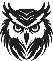 Mystical Nocturne Elegant Black Emblem with Owl Illustration Night Vision Intricate Logo with Noir Black Owl Design vector