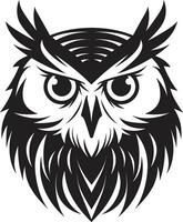 Contemporary Owl Symbol Sleek Art with a Touch of Mystery Mystical Nocturne Elegant Black Emblem with Owl Illustration vector