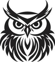 Wise Guardian Chic Black Icon with Elegant Owl Emblem Majestic Owl Elegant Black Logo vector