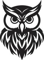 Wise Guardian Emblem Contemporary Art with Owl Design Contemporary Owl Silhouette Sleek Black Icon for a Modern Look vector