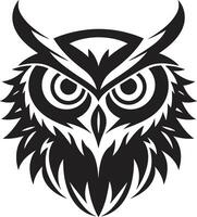 Eagle eyed Wisdom Intricate Owl Illustration Wise Guardian Emblem Elegant Black Icon with Noir Black Touch vector