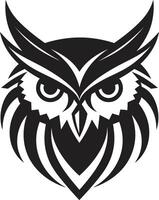 Mystical Nocturne Elegant Black Emblem with Owl Design Shadowed Owl Graphic Chic Logo for a Captivating Brand Image vector