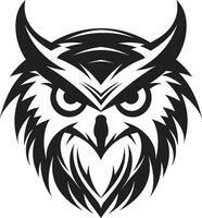 Mystical Nocturne Intricate Black Emblem with Owl Illustration Eagle eyed Insight Noir Inspired Logo for a Captivating Look vector